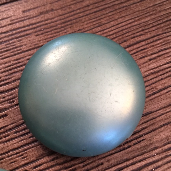 Large Pearlized Button Earrings Tiffany Blue 1950 - Picture 5 of 8